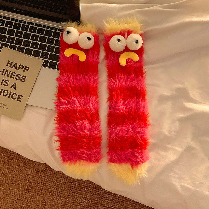 Cute Plush Socks with Big Eyes Winter Thickened Warm Socks - MyFaceSocksAu
