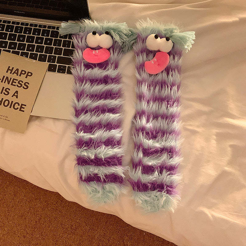 Cute Plush Socks with Big Eyes Winter Thickened Warm Socks - MyFaceSocksAu