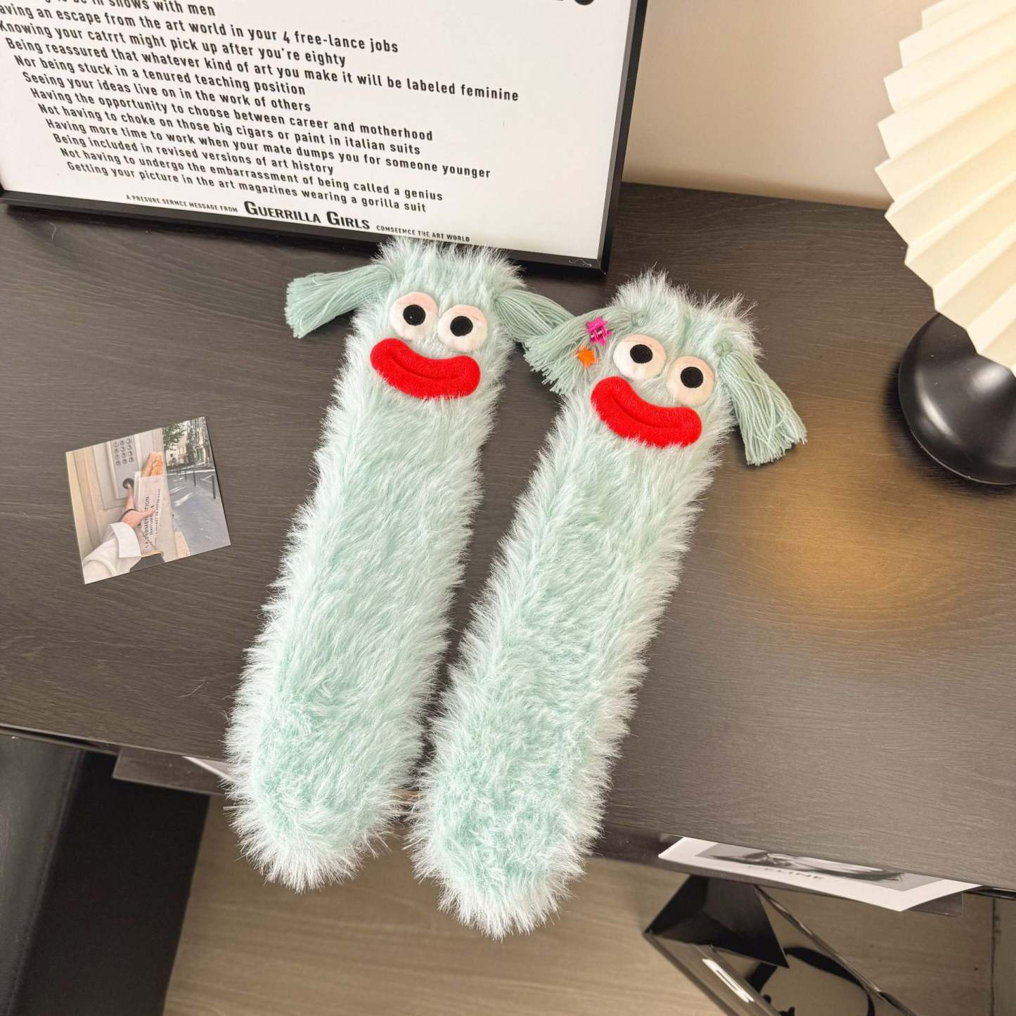 Ugly and Cute Plush Socks with Big Eyes Coral Fleece Home Winter Thickened Warm Socks - MyFaceSocksAu