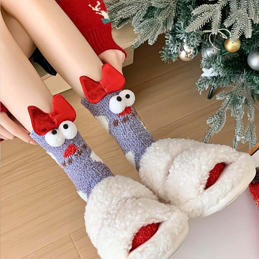 Christmas Socks Women's Plush Coral Fleece Winter Home Floor Socks Christmas Gifts - MyFaceSocksAu