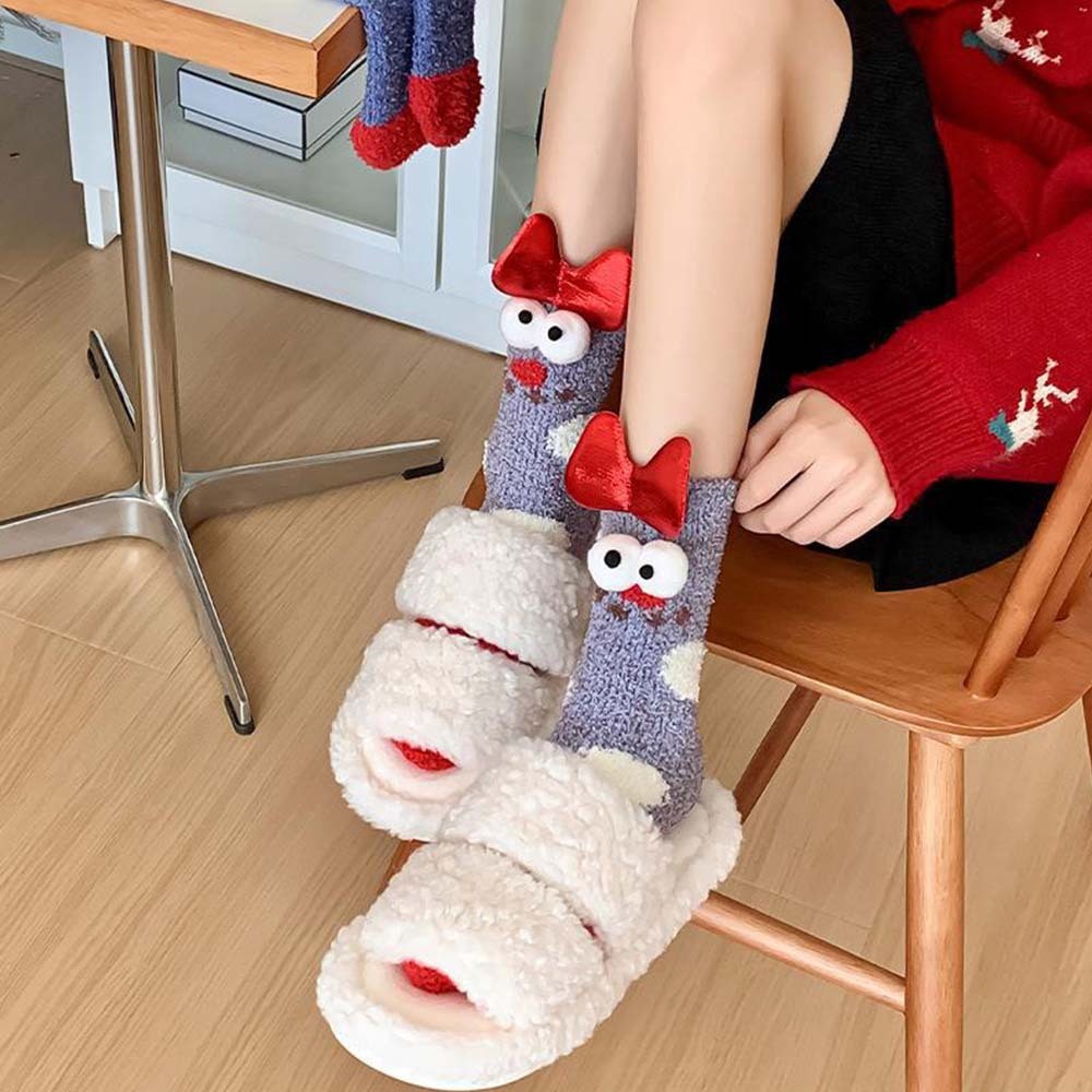 Christmas Socks Women's Plush Coral Fleece Winter Home Floor Socks Christmas Gifts - MyFaceSocksAu