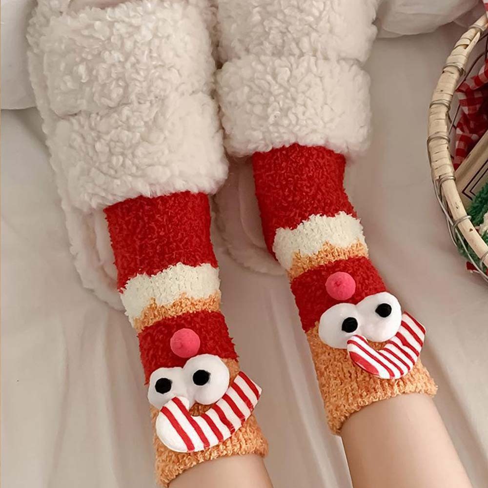 Christmas Socks Women's Plush Coral Fleece Winter Home Floor Socks Christmas Gifts - MyFaceSocksAu