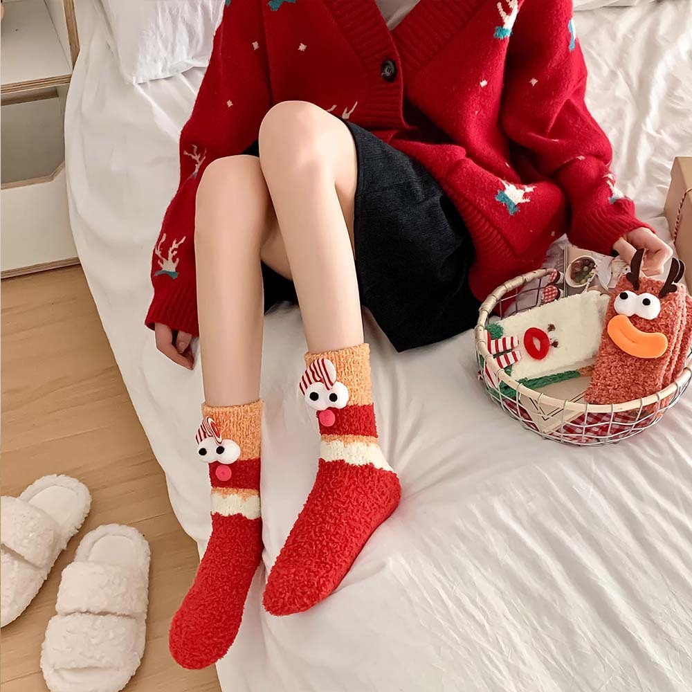 Christmas Socks Women's Plush Coral Fleece Winter Home Floor Socks Christmas Gifts - MyFaceSocksAu