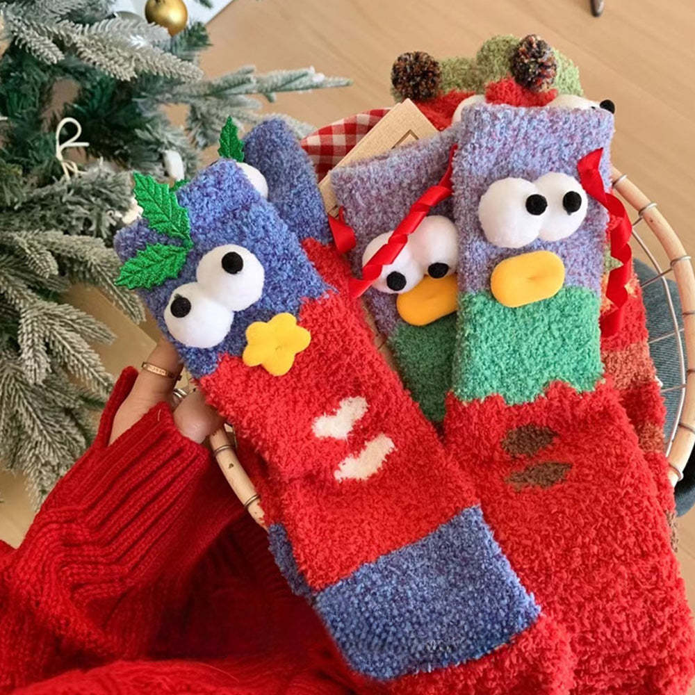 Christmas Socks Women's Plush Coral Fleece Winter Home Floor Socks Christmas Gifts - MyFaceSocksAu