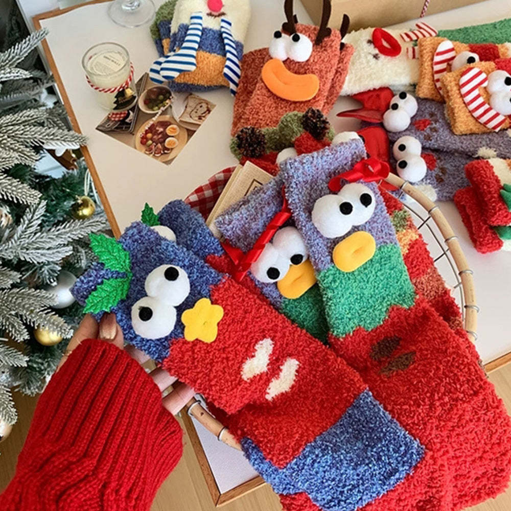 Christmas Socks Women's Plush Coral Fleece Winter Home Floor Socks Christmas Gifts - MyFaceSocksAu