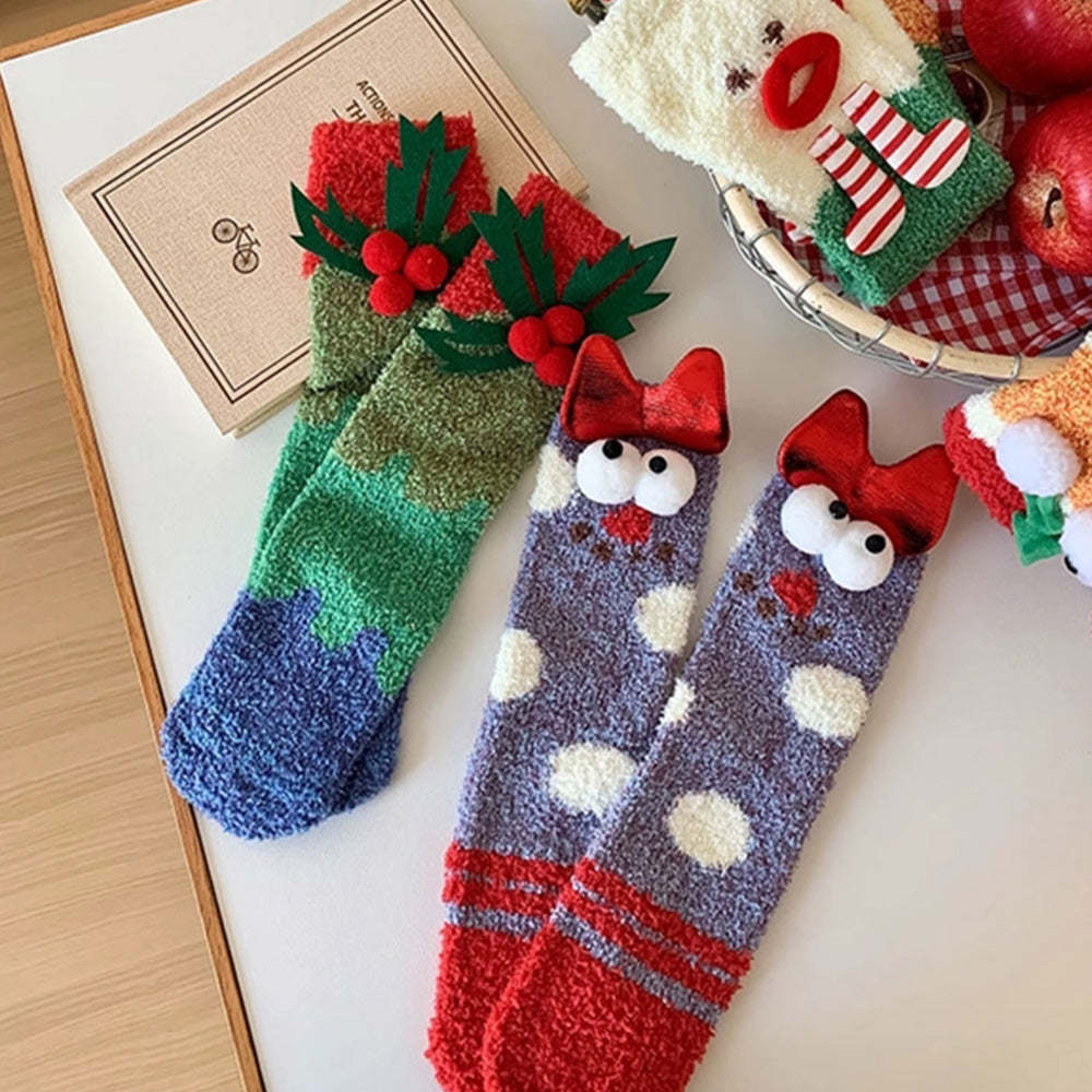Christmas Socks Women's Plush Coral Fleece Winter Home Floor Socks Christmas Gifts - MyFaceSocksAu