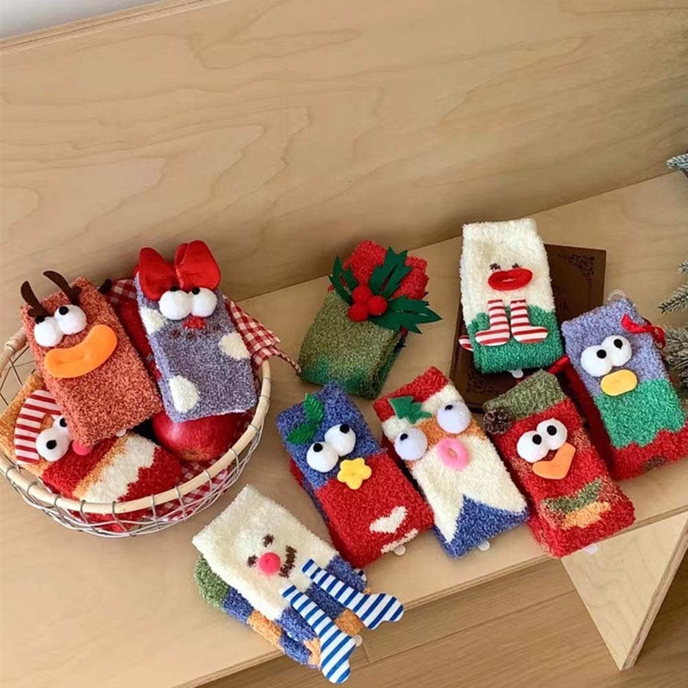 Christmas Socks Women's Plush Coral Fleece Winter Home Floor Socks Christmas Gifts - MyFaceSocksAu