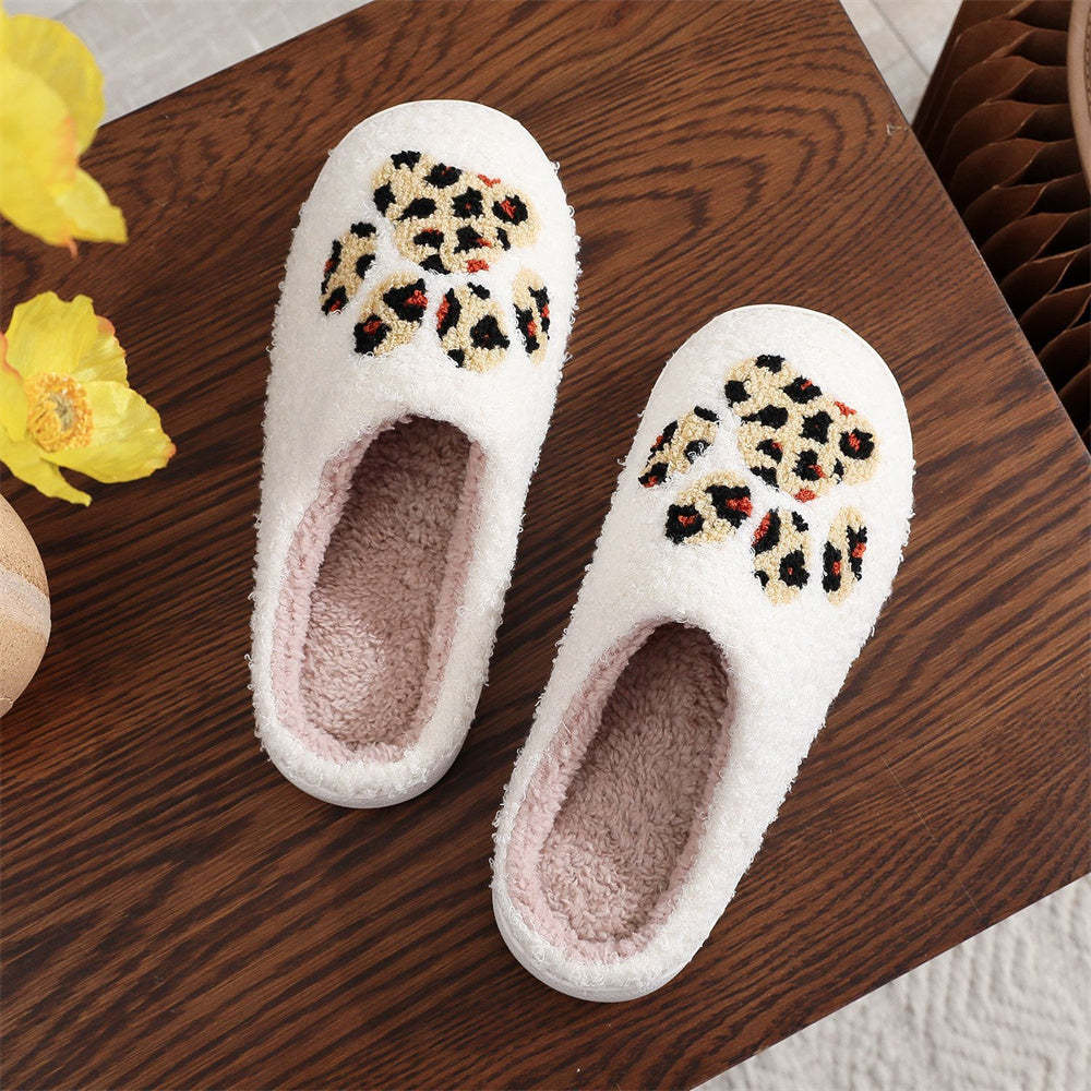 Christmas Slippers Leopard Paw Print Shoes Home Cotton Slippers - MyFaceSocksAu