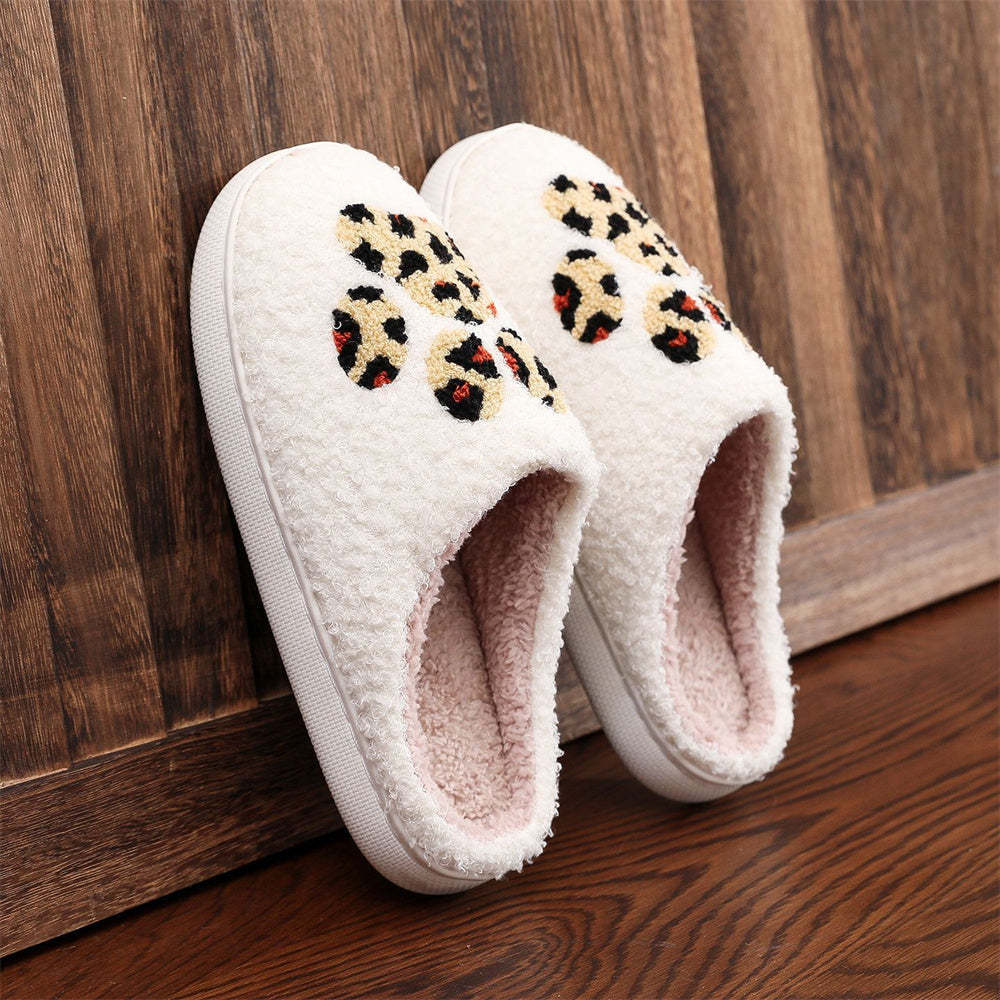 Christmas Slippers Leopard Paw Print Shoes Home Cotton Slippers - MyFaceSocksAu