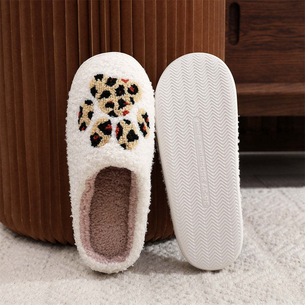 Christmas Slippers Leopard Paw Print Shoes Home Cotton Slippers - MyFaceSocksAu