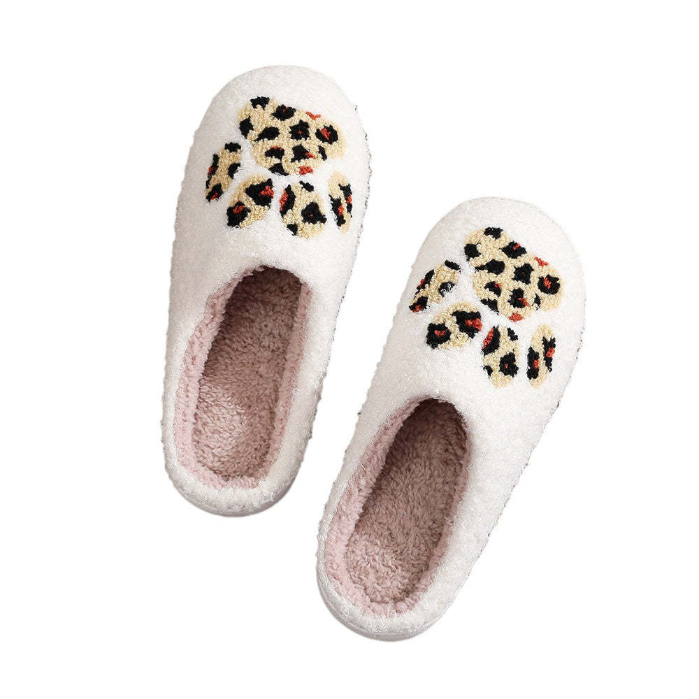 Christmas Slippers Leopard Paw Print Shoes Home Cotton Slippers - MyFaceSocksAu