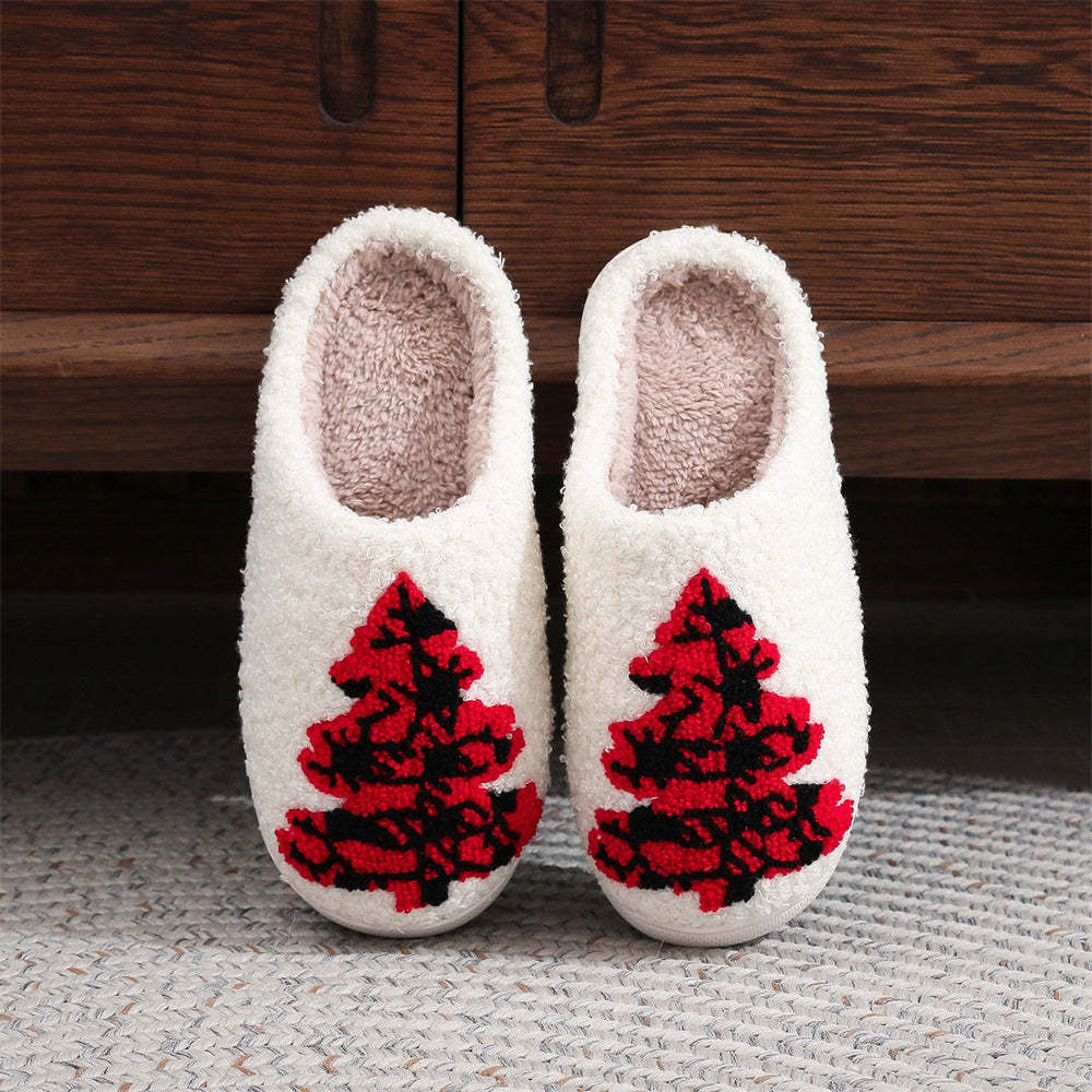 Christmas Slippers Red Christmas Tree Shoes Home Cotton Slippers - MyFaceSocksAu