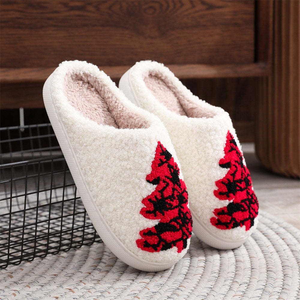 Christmas Slippers Red Christmas Tree Shoes Home Cotton Slippers - MyFaceSocksAu