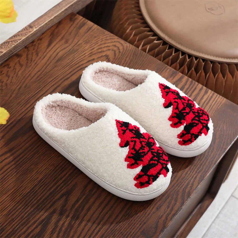 Christmas Slippers Red Christmas Tree Shoes Home Cotton Slippers - MyFaceSocksAu