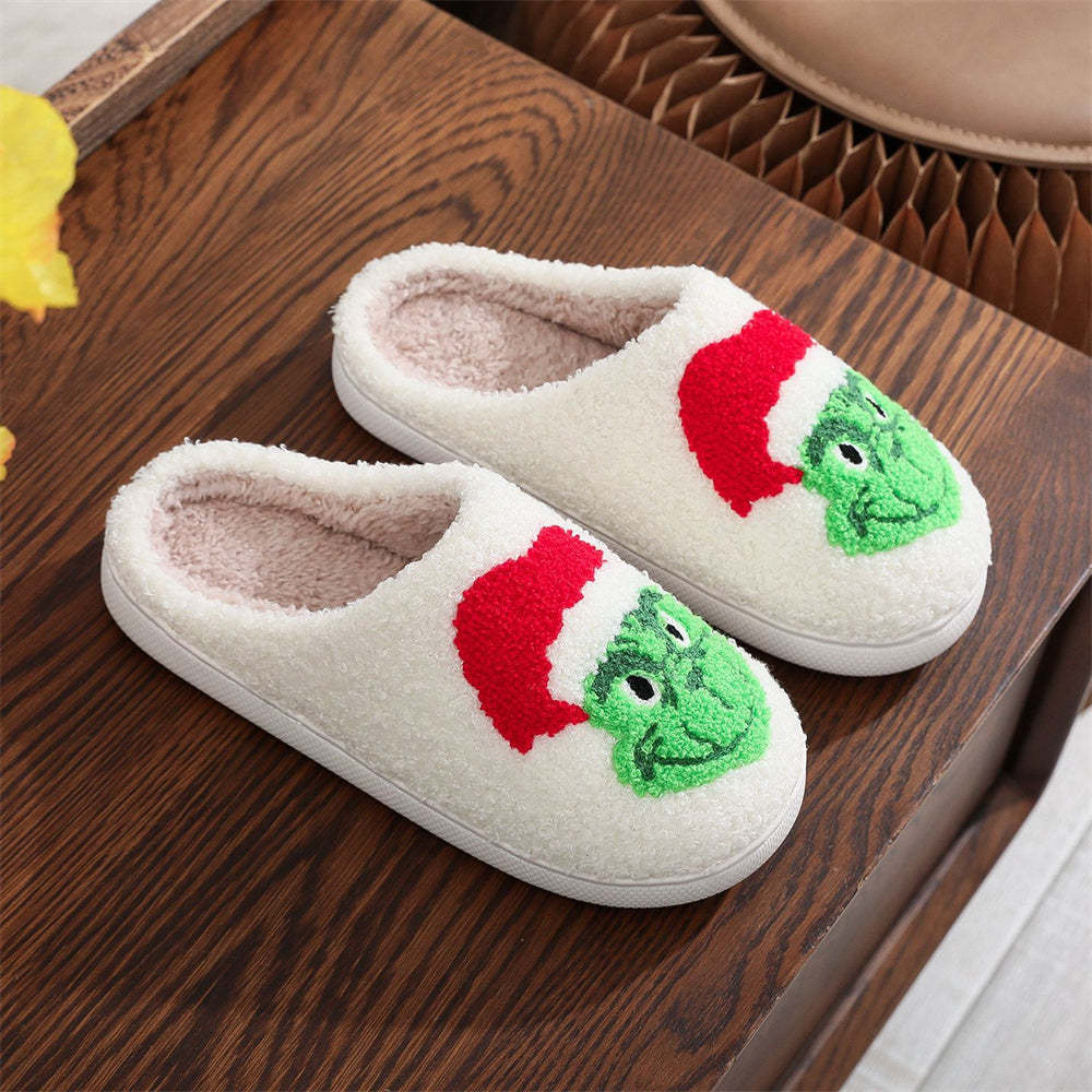 Christmas Slippers Christmas Grinch Shoes Home Cotton Slippers - MyFaceSocksAu