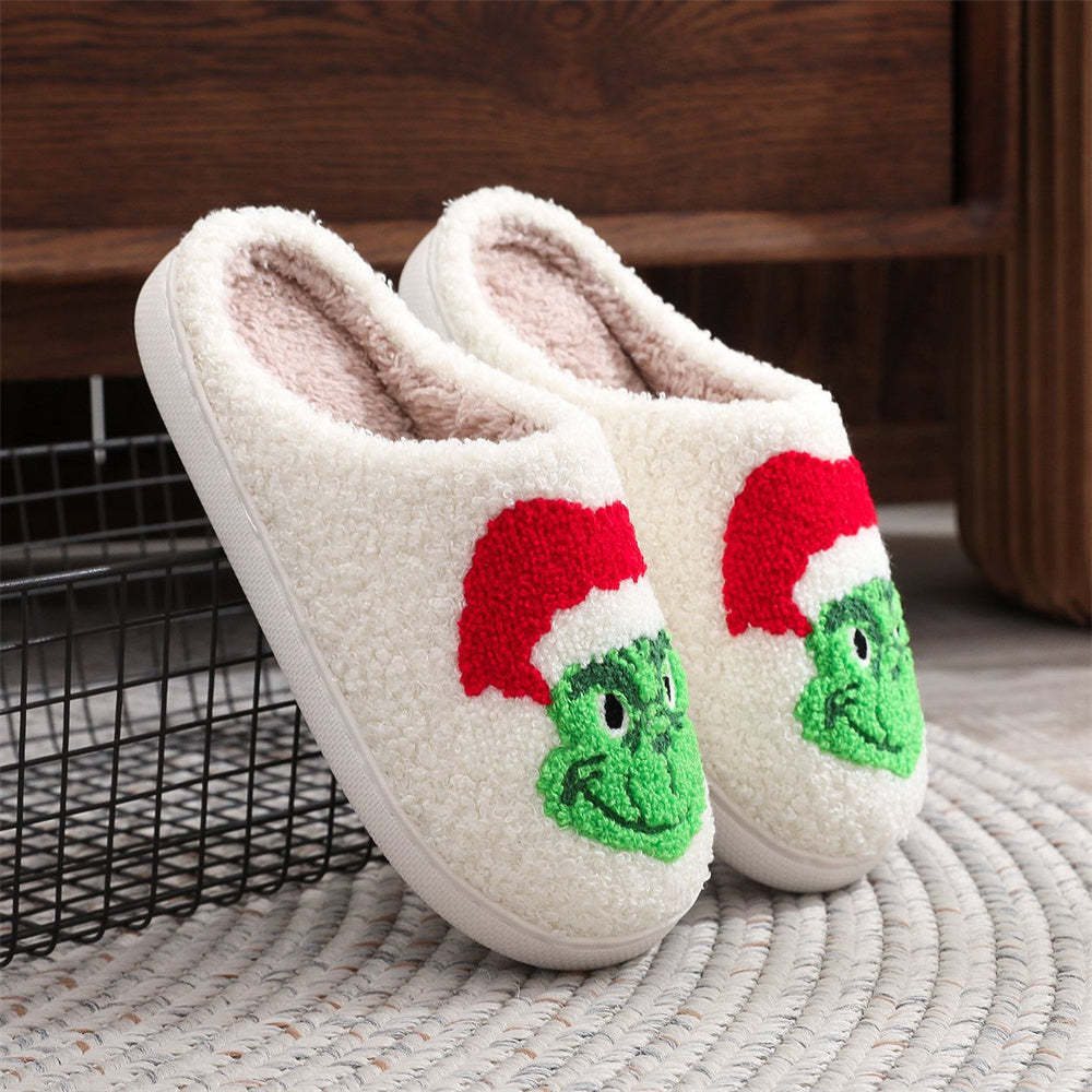 Christmas Slippers Christmas Grinch Shoes Home Cotton Slippers - MyFaceSocksAu