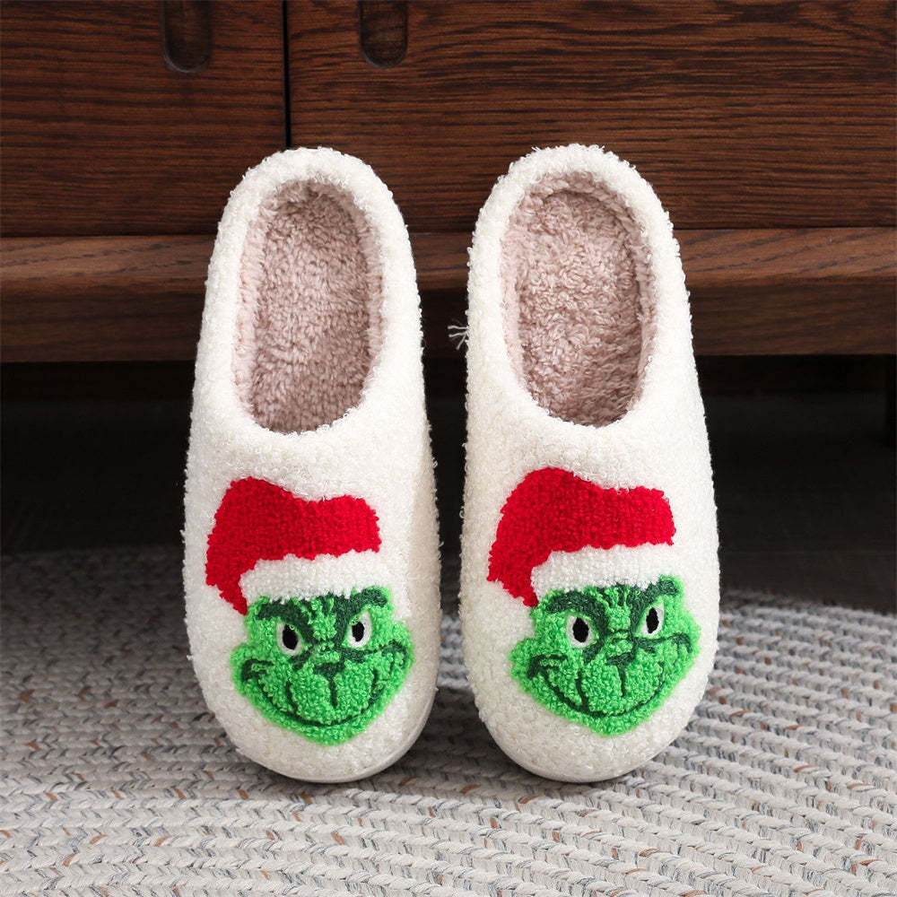 Christmas Slippers Christmas Grinch Shoes Home Cotton Slippers - MyFaceSocksAu