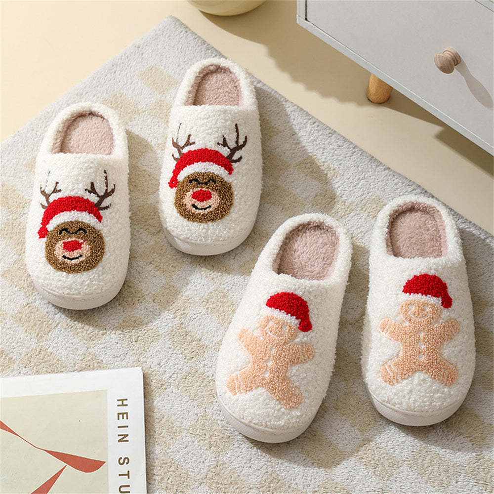 Christmas Gingerbread Man Slippers Santa Claus Shoes Home Cotton Slippers - MyFaceSocksAu