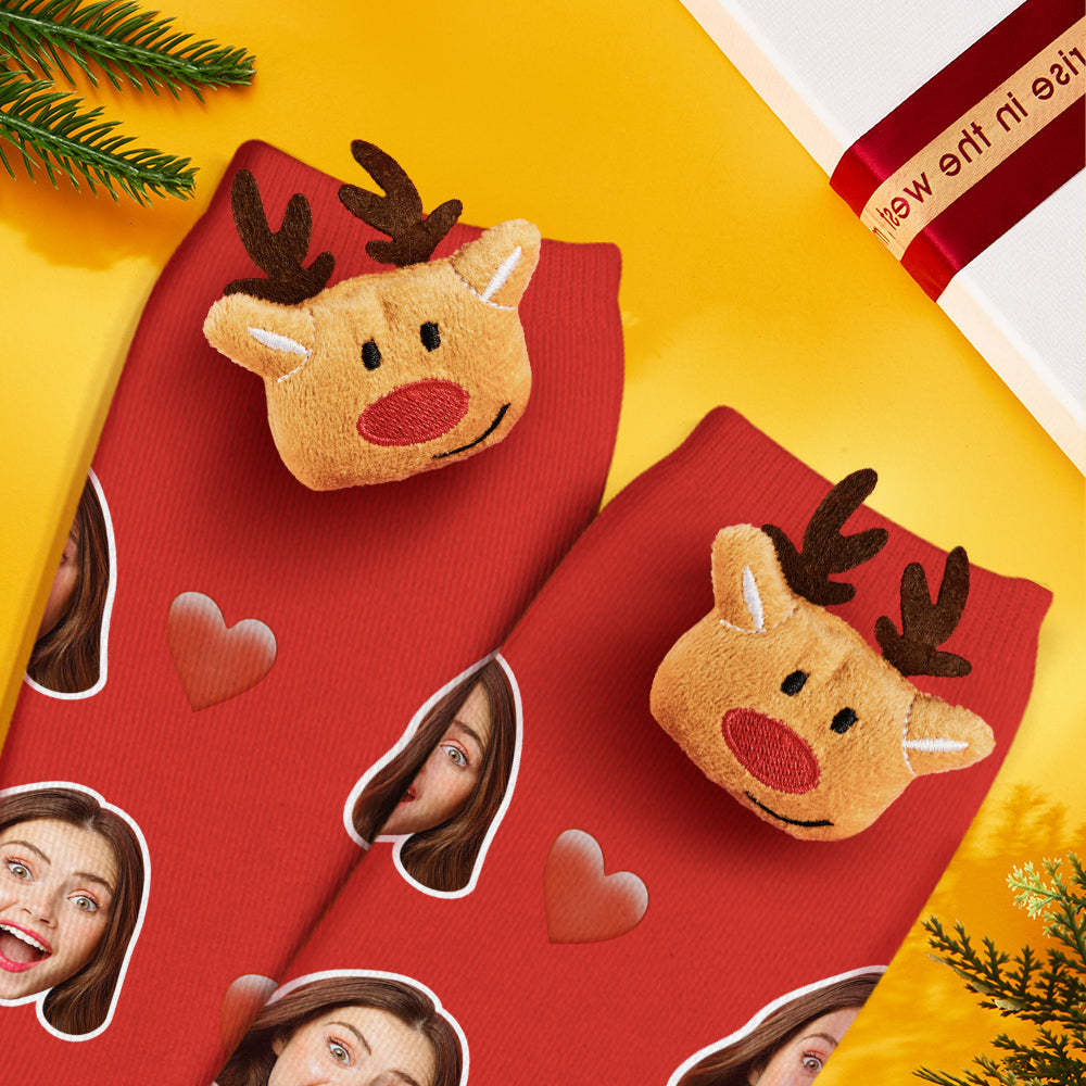 Christmas Socks Brooches Pins Scarf Charm Jewelry New Year Gifts Red-nosed Reindeer 2Pcs/set - MyFaceSocksAu