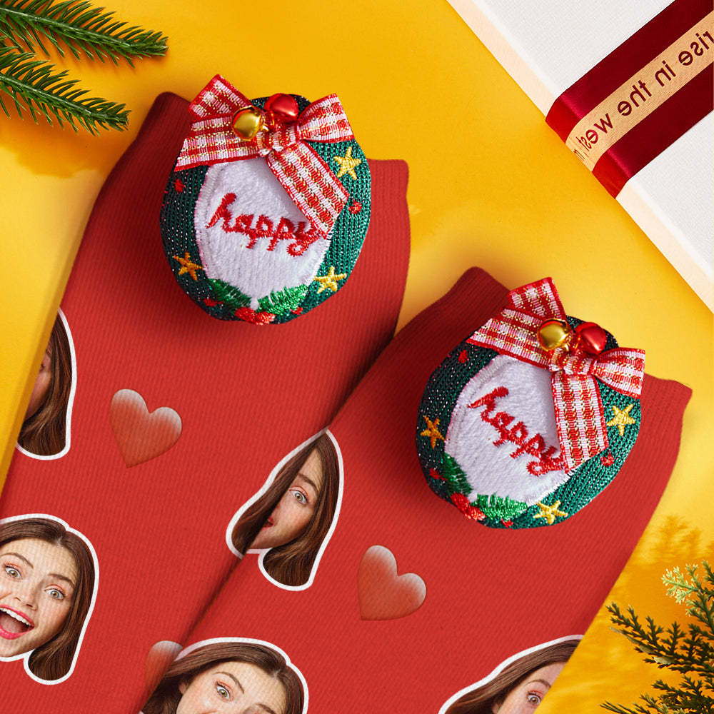 Christmas Socks Brooches Pins Scarf Charm Jewelry New Year Gifts Bell Bow Happy 2Pcs/set - MyFaceSocksAu