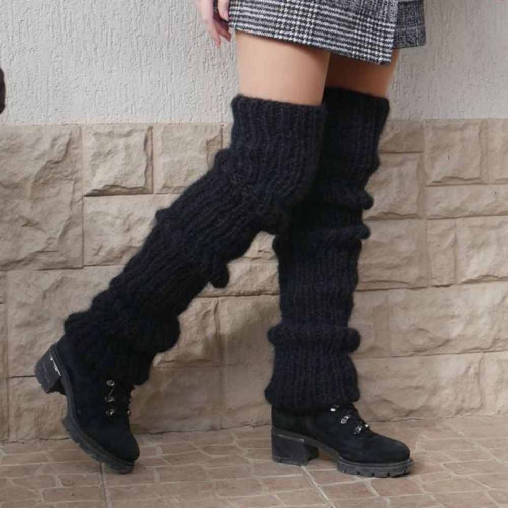 Knitted Over The Knee Socks Women Winter Leg Warmers Long Tube Pile Socks - MyFaceSocksAu