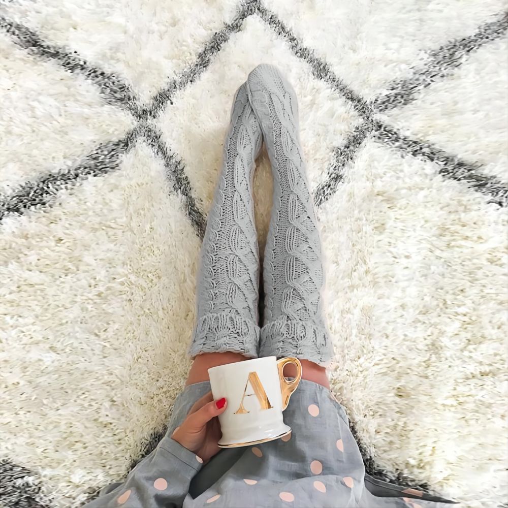 Women Winter Leg Warmers Medium And Long Tube Over The Knee Pile Socks - MyFaceSocksAu