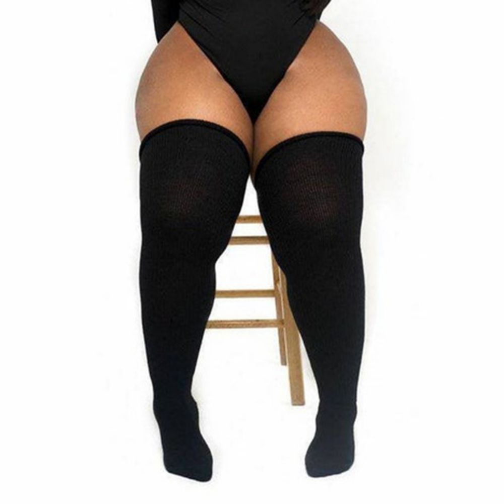 Women Winter Leg Warmers Large Size Three Bars Striped Fashion Long Tube Over Knee Pile Socks - MyFaceSocksAu