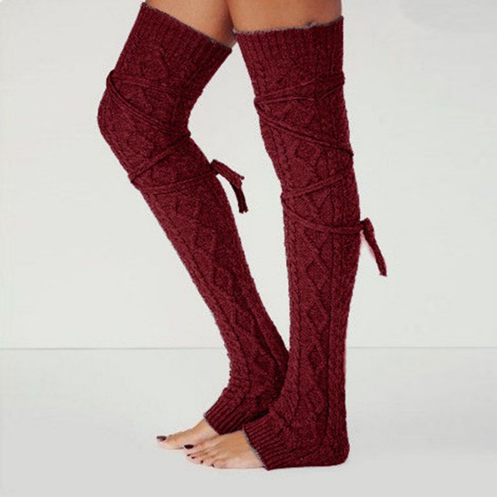 Keep Warm In Winter Diamond Straps Over The Knee Long Tube Pile Socks - MyFaceSocksAu