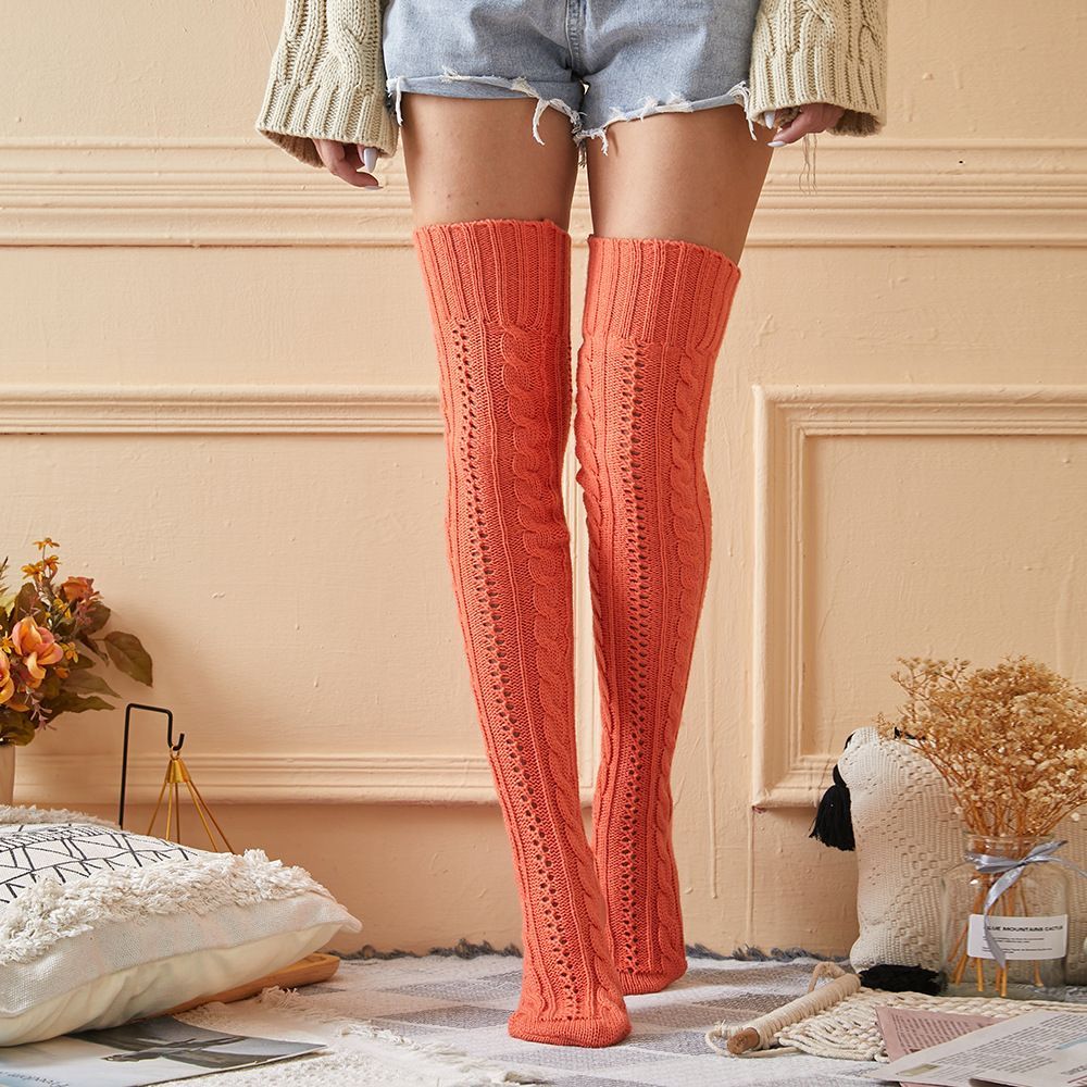 Women Winter Leg Warmers Knitted Jacquard Stockings Over The Knee Socks Floor Socks Pile Socks - MyFaceSocksAu