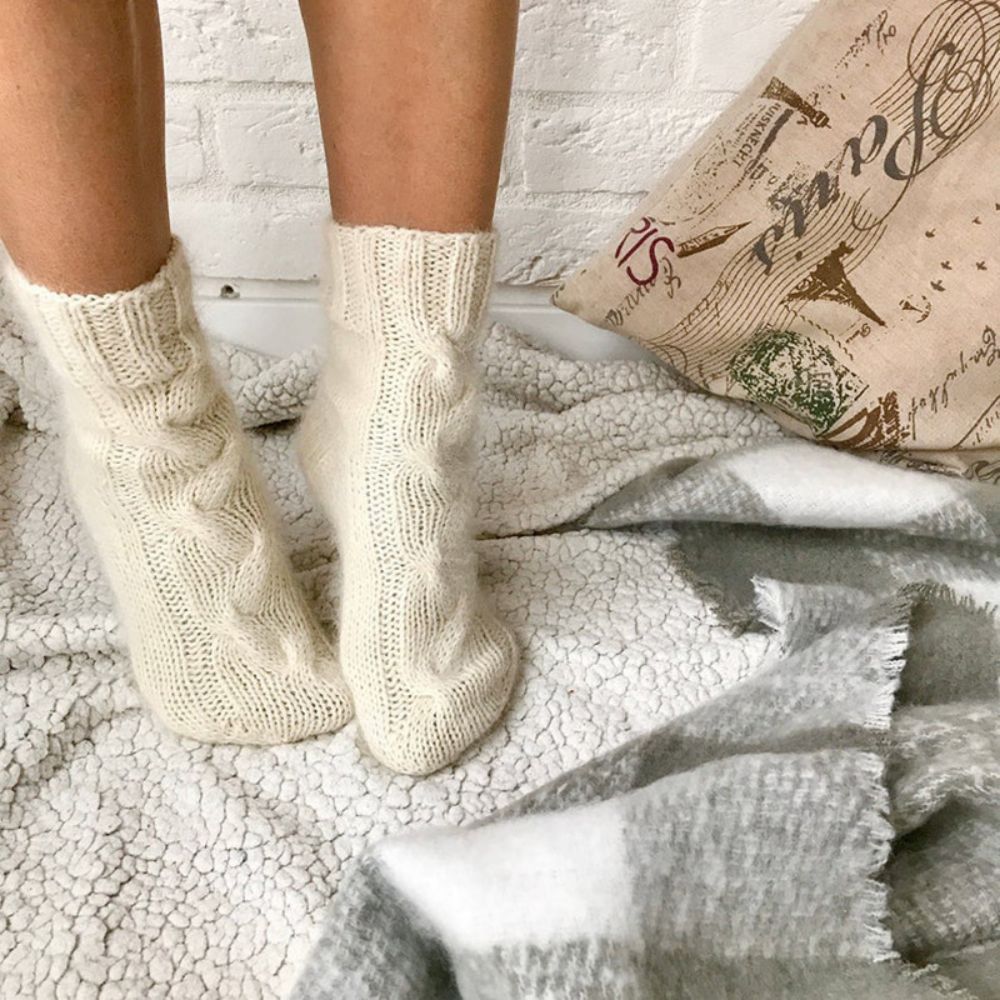 Women Winter Warm Mohair Socks Knitted Calf Socks Home Wool Socks - MyFaceSocksAu