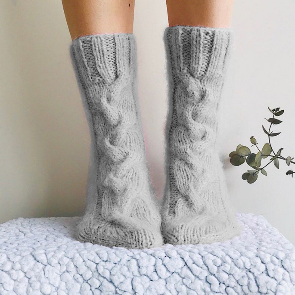 Women Winter Warm Mohair Socks Knitted Calf Socks Home Wool Socks - MyFaceSocksAu