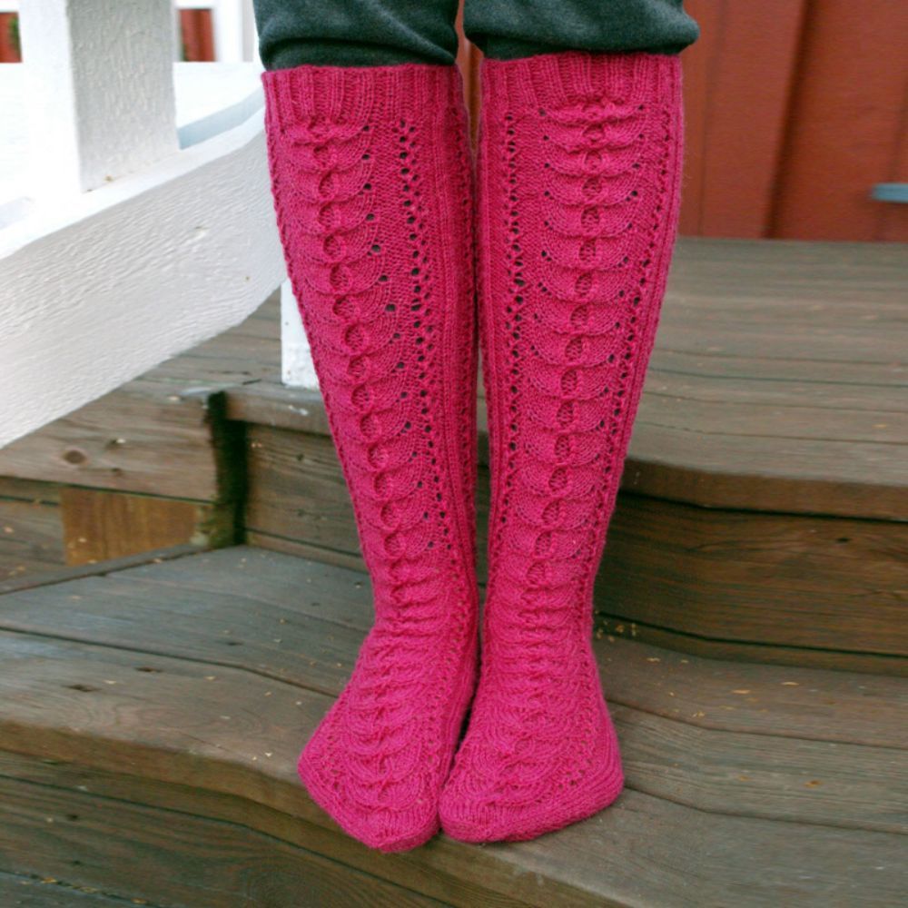 Womens Solid Color Hollow Mesh Mid Tube Knitted Pile Socks - MyFaceSocksAu