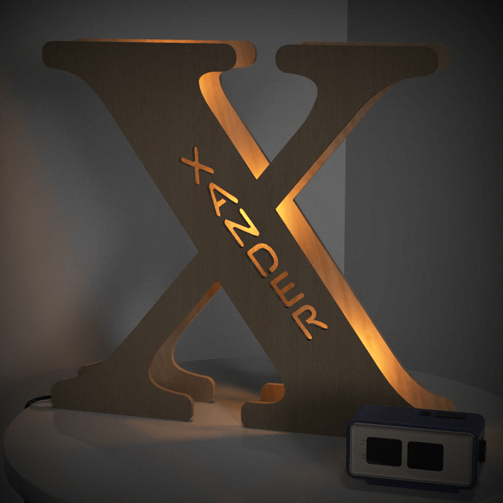 Custom Woodcut Alphabet Wall Light Night Light