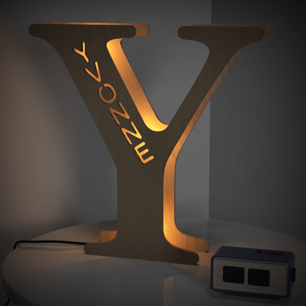 Custom Woodcut Alphabet Wall Light Night Light