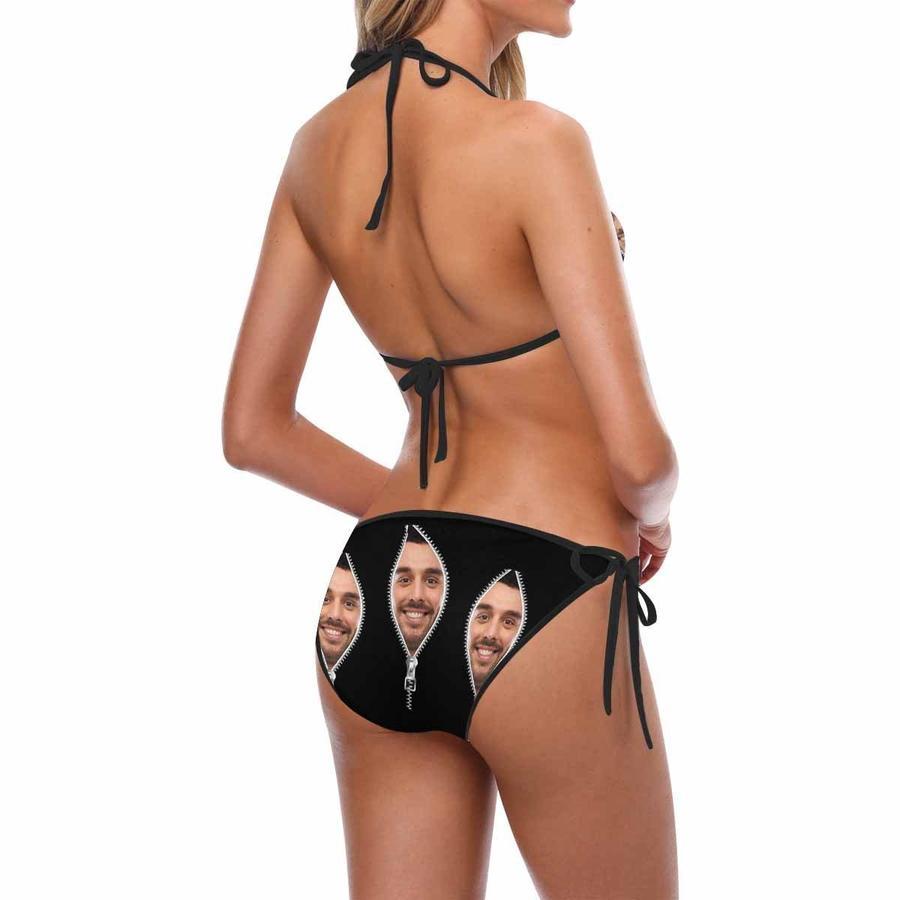 Custom Face Zipper Photo Women's Bikini Sexy Suit Free Size - MyFaceSocksAu