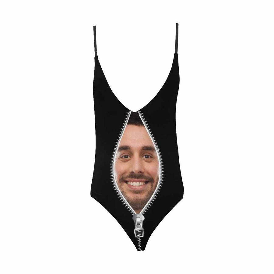 Custom Face Zipper Photo Women's One Piece Sexy Suit - MyFaceSocksAu