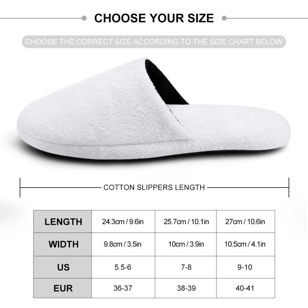 Custom Photo Women's and Men's Cotton Slippers Personalised Casual House Shoes Indoor Outdoor Bedroom Slippers Christmas Gift - MyFaceSocksAu