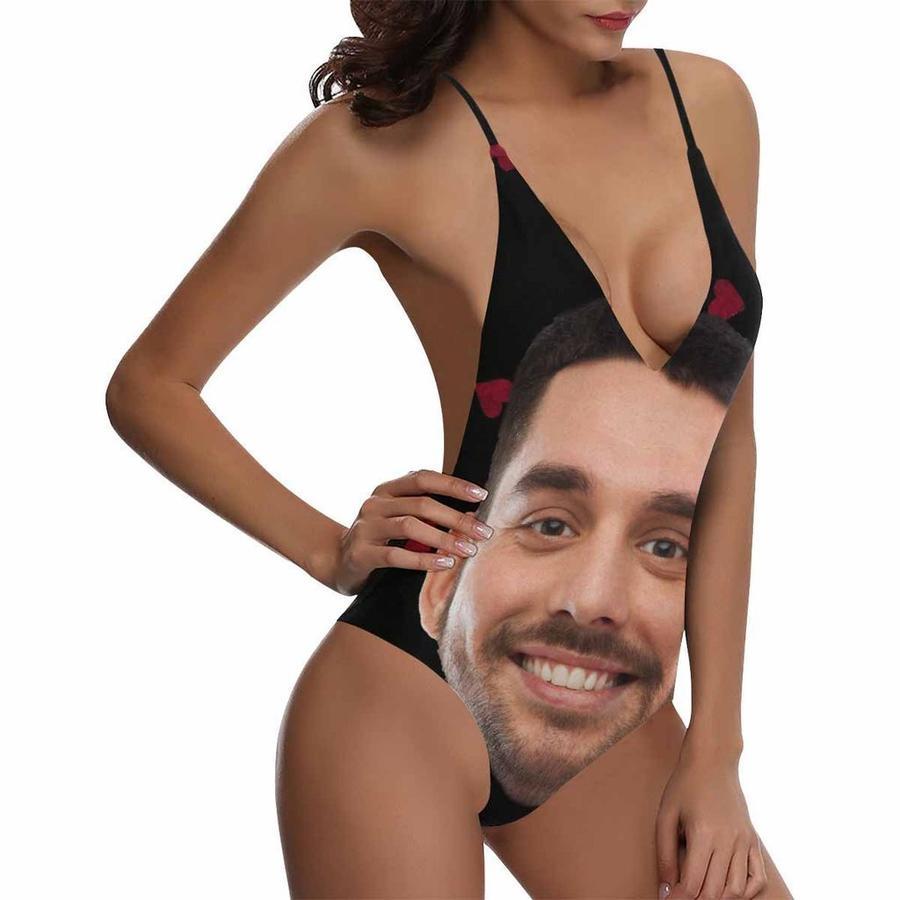 Custom Face Heart Women's One Piece Sexy Swimsuit - MyFaceSocksAu