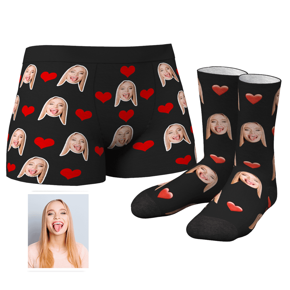 Custom Heart Boxer Shorts - MyFaceSocksAU