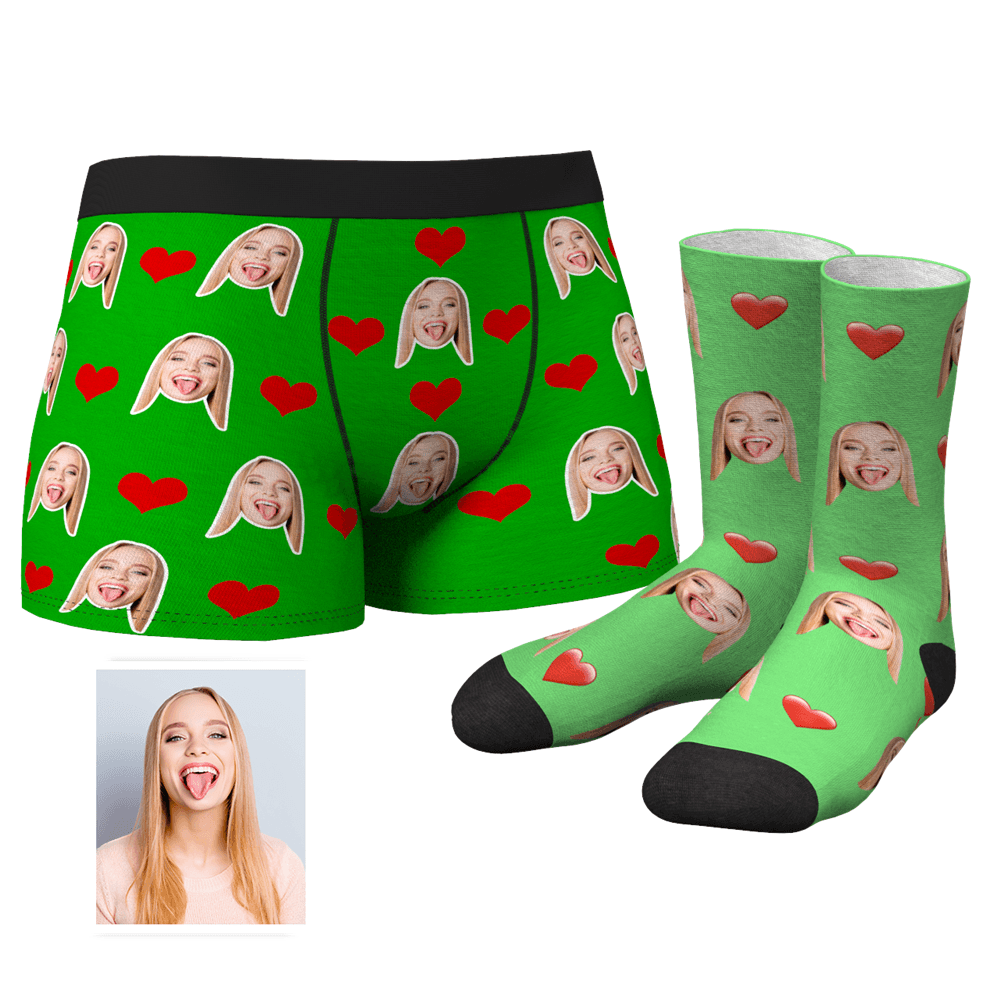 Custom Heart Boxer Shorts - MyFaceSocksAU
