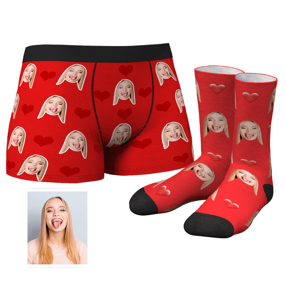 Custom Heart Boxer Shorts - MyFaceSocksAU