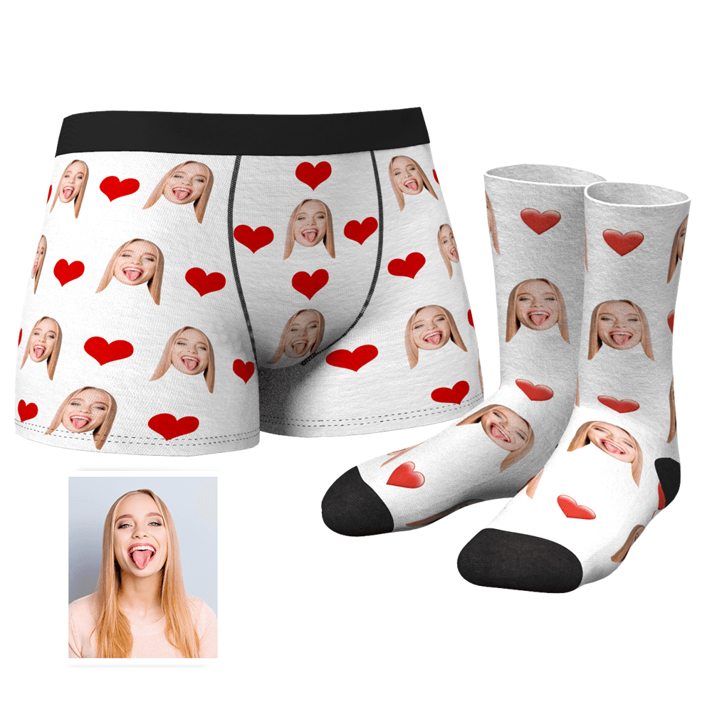 Custom Heart Boxer Shorts - MyFaceSocksAU
