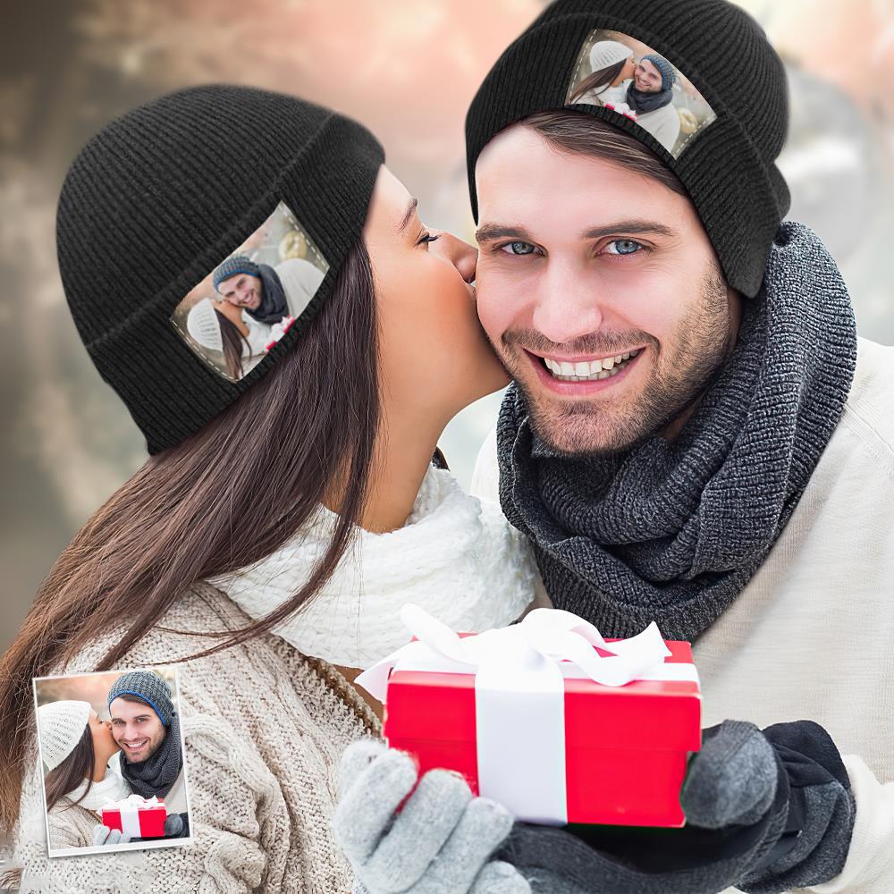 Custom Knit Hat Personalized Unisex Winter Photo Hats Custom Beanie Hats Christmas Gift - MyFaceSocksAu