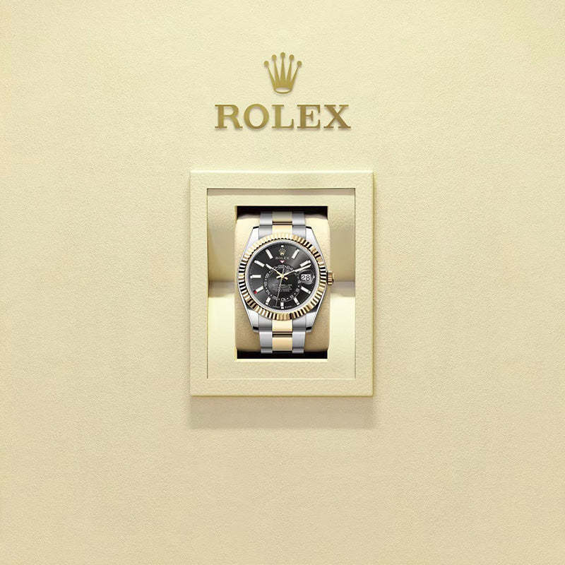 ROLEX スカイドゥエラー、ブライトブラック、オイスター、42 MM、オイスタースチール＆イエローゴールド336933-最安値に挑戦中!!!