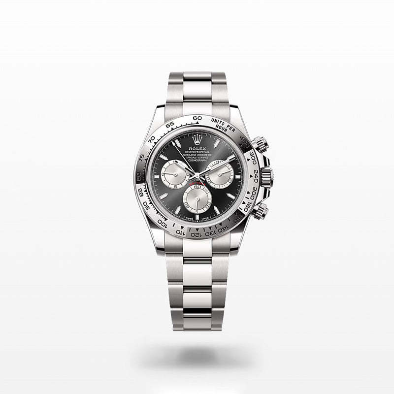 ROLEX  コスモグラフ デイトナ、ブライトブラック＆スチール、オイスター、40 MM、ホワイトゴールド126509-最安値に挑戦中!!!