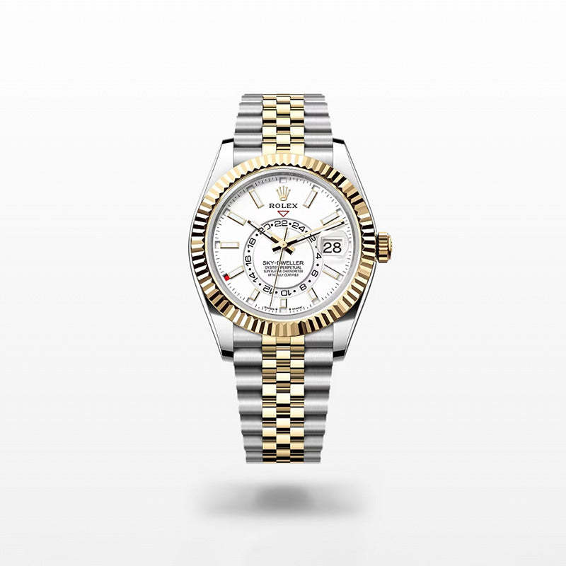 ROLEX スカイドゥエラー、ホワイト、オイスター、42 MM、オイスタースチール＆イエローゴールド336933-最安値に挑戦中!!!