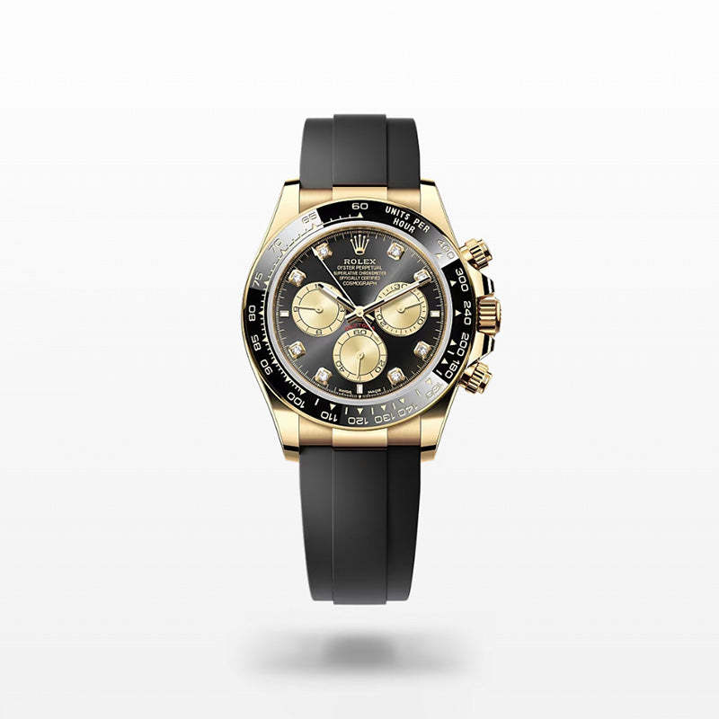 ROLEX  コスモグラフ デイトナ、ダイヤモンド入りブライトブラック＆ゴールデン、オイスター、40 MM、イエローゴールド126518LN-最安値に挑戦中!!!