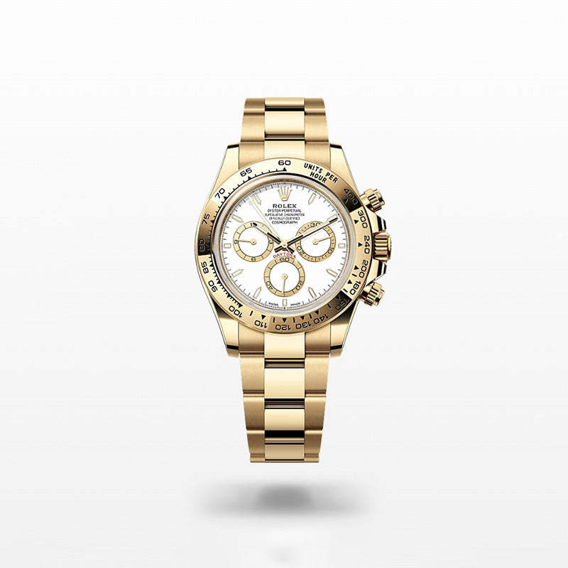 ROLEX  コスモグラフ デイトナ、ホワイト、ゴールデン カウンターリング、オイスター、40 MM、イエローゴールド126508-最安値に挑戦中!!!