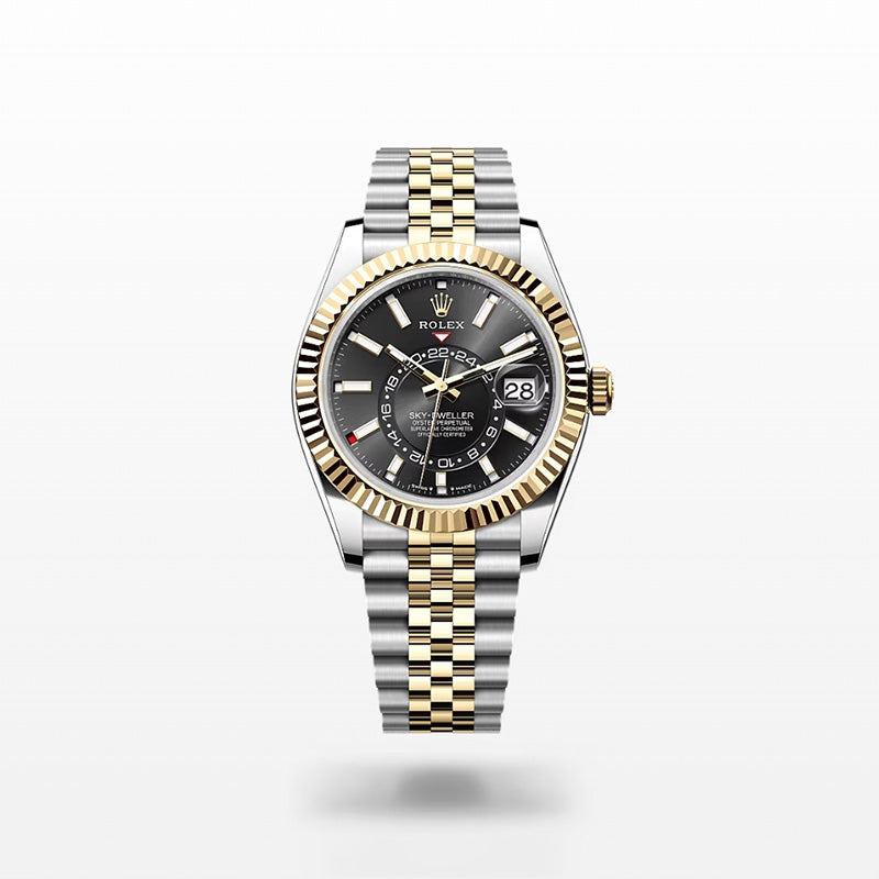 ROLEX スカイドゥエラー、ブライトブラック、オイスター、42 MM、オイスタースチール＆イエローゴールド 336933-最安値に挑戦中!!!