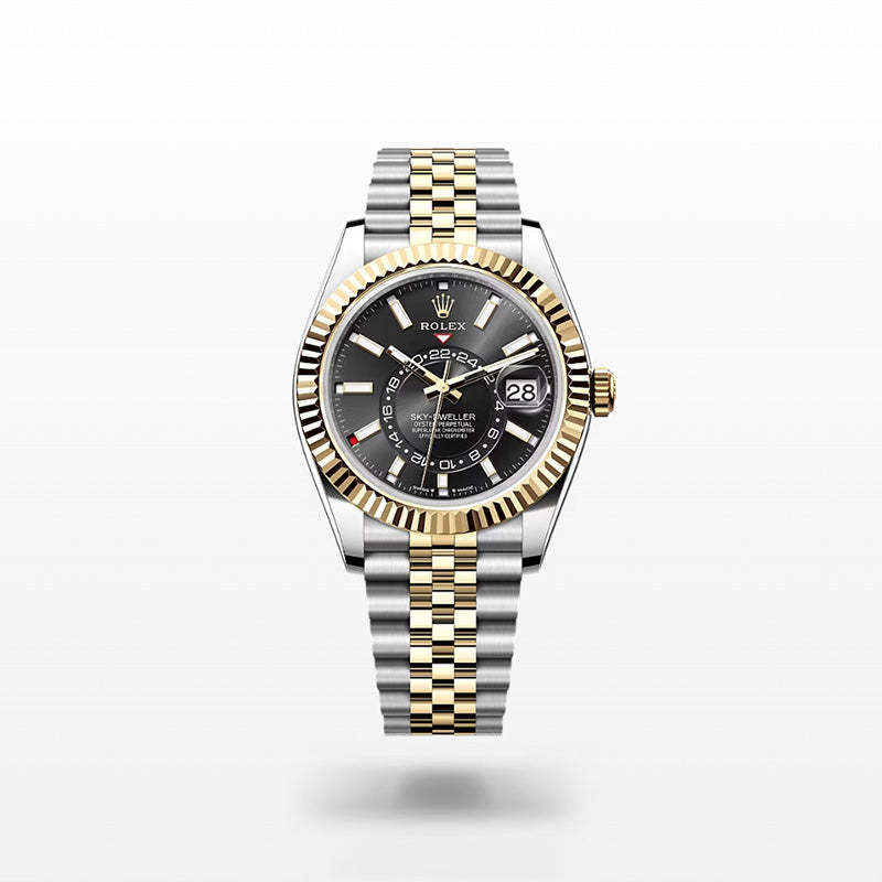 ROLEX スカイドゥエラー、ブライトブラック、オイスター、42 MM、オイスタースチール＆イエローゴールド 336933-最安値に挑戦中!!!